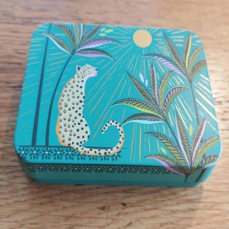 Craft Travel Tin | Travel Sewing Tin - Green Leopard