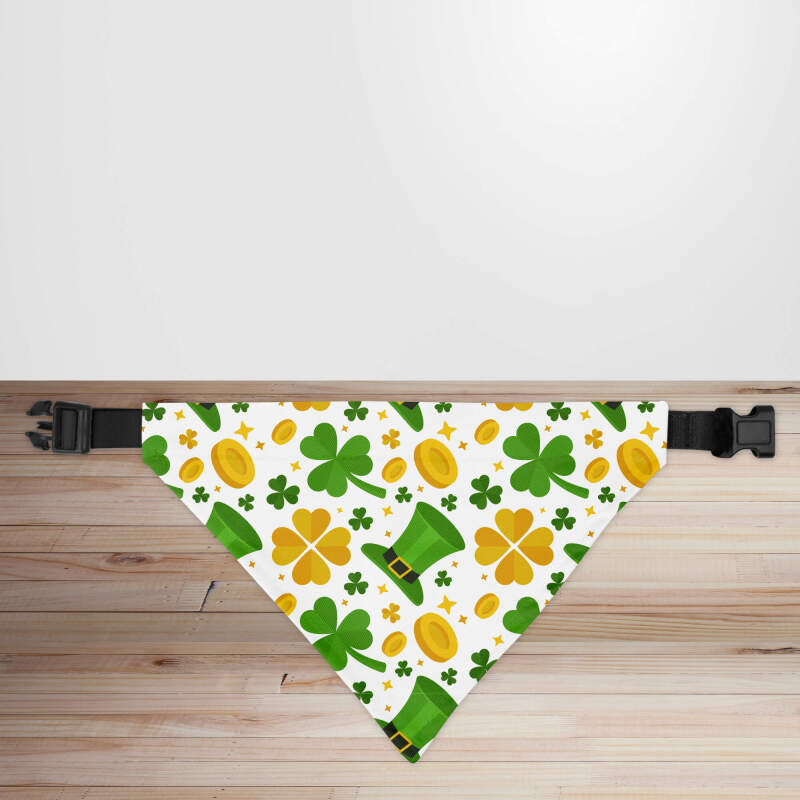 Leprechaun Hats & Clovers - St Patrick's Day Dog/Puppy Bandana - Small - 12x17cm (Strap: 25cm - 40cm)