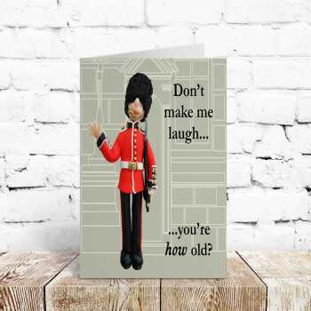 Coldstream guard themed birthday card - designed by Erica Sturla - 15cm square and blank inside, made in the UK
