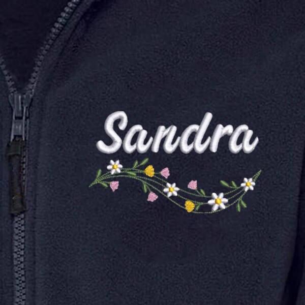 Personalised Embroidered Healthcare Fleece Jacket - Floral Daisies - XS | UK 8
