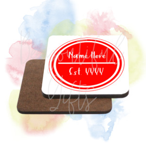 Personalised Est. Brightly Coloured High Gloss Square Coaster