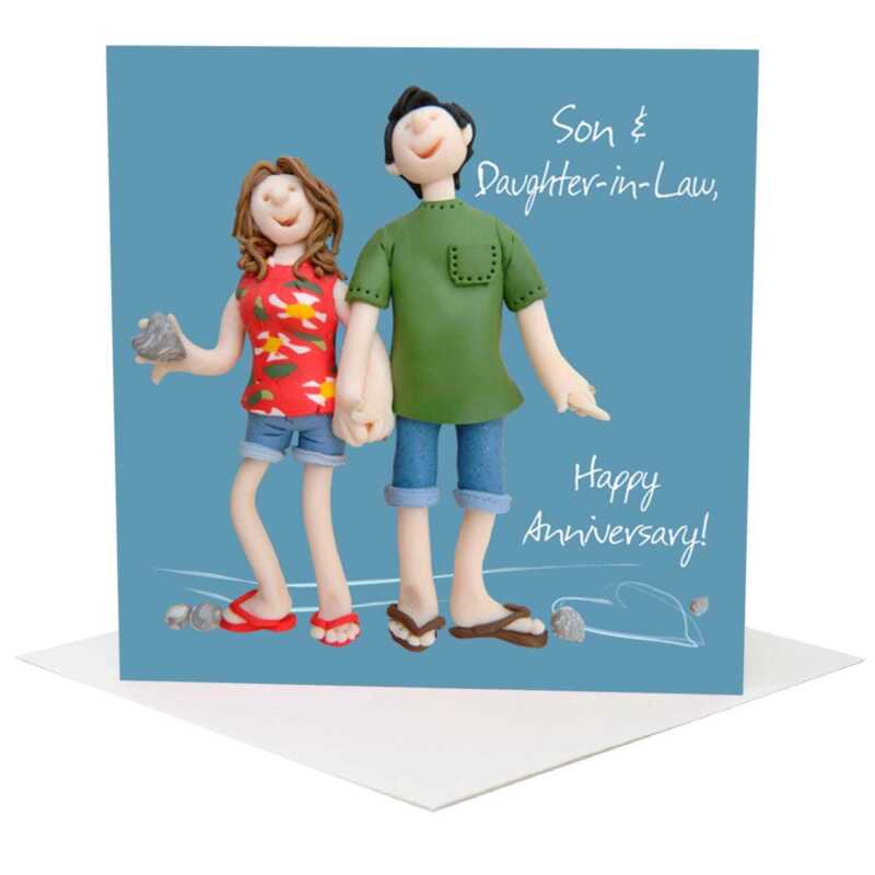 Anniversary card (son and daughter-in-law) - designed by Erica Sturla - 15cm square and blank inside, made in the UK