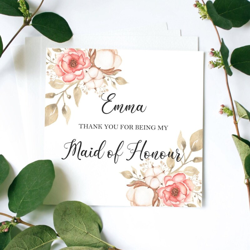 Personalised Thank You For Being My Bridesmaid Card