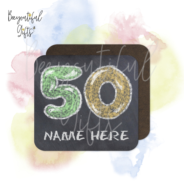 Personalised Birthday Coaster - Chalkboard Style Milestone Birthday