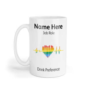 Personalised Ceramic Mug - Rainbow Heart Pulse