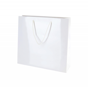 Personalised Luxury Gift Bag with Rope Handles - White (Gloss) - Medium Wide (350mm x 240mm x 100mm)