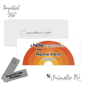 Name Badge - Colour Variant Rainbow Hello My Name is... - Orange
