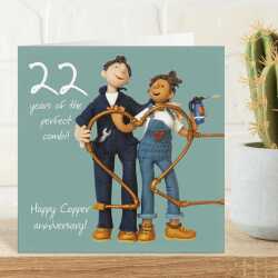 22nd anniversary card (copper anniversary) - designed by Erica Sturla - 15cm square and blank inside, made in the UK