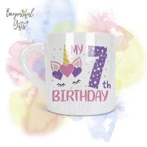 Personalised Unicorn Birthday Number Smug Mug® (6oz) - 7