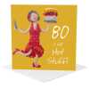 80th birthday card for her - designed by Erica Sturla - 15cm square and blank inside, made in the UK