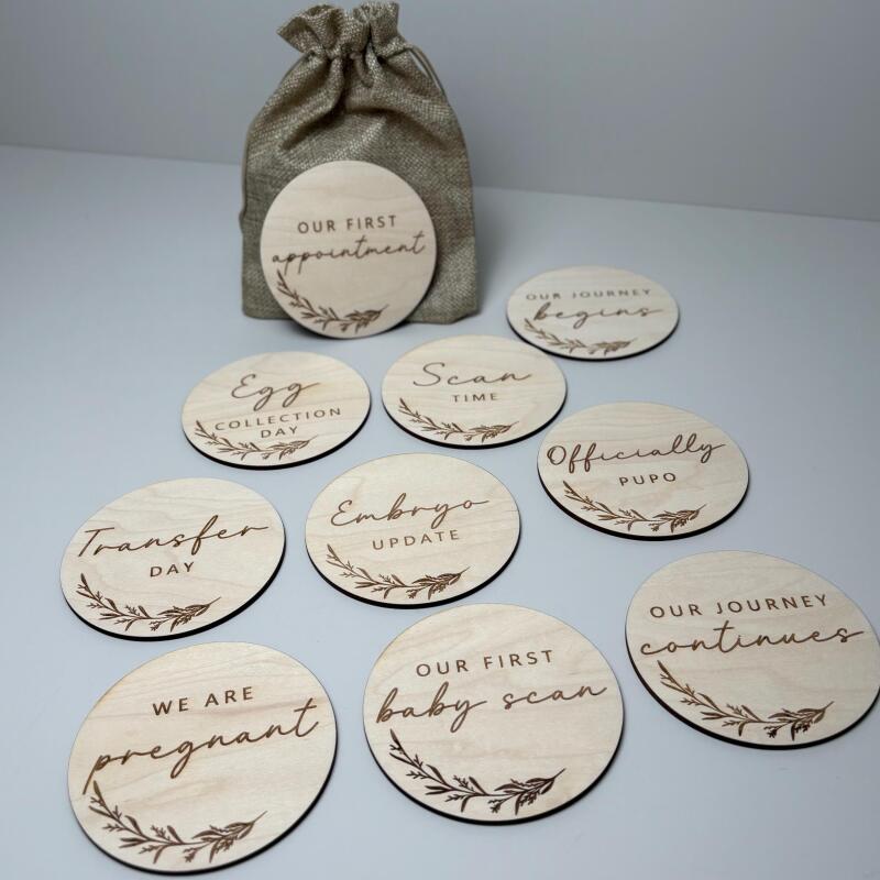 IVF IUI Milestone Discs / Handmade Wooden IVF Journey Markers /Encouraging & Hopeful Gift - Milestone Discs Only