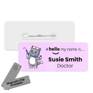 Name Badge - Cute DR Animals Hello My Name is... - Cat