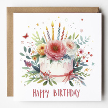 Floral Birthday Cards - Bright Colourful Floral Card - Standard Smooth Card