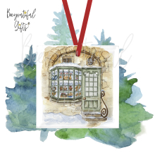 Glass Christmas Tree Decoration - Watercolour Christmas Toy Shop