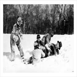 Family in Snow - a 17.5 x 12.5cm Christmas Card from Holy Mackerel's Alternative Image Range of Festive Designs.