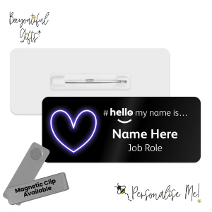Name Badge - Neon Heart Hello My Name is... - No. 4 Black