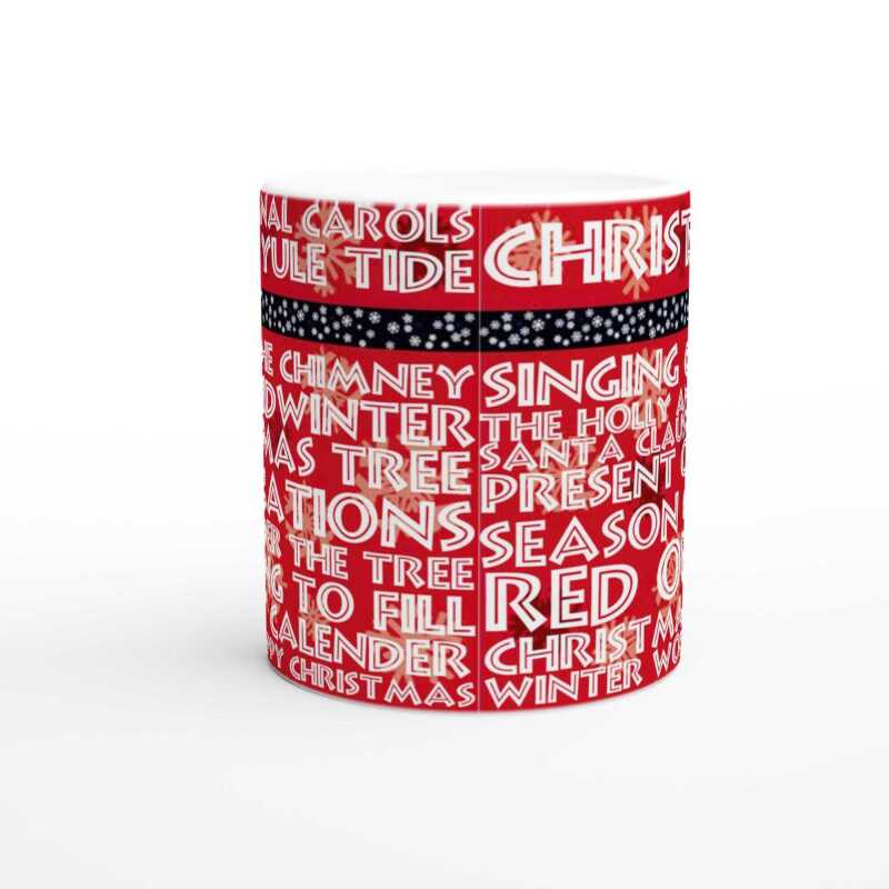 Christmas Seasonal Snow Words Mug - Ceramic White