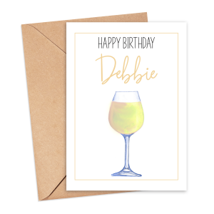 Personalised Birthday Card - Happy Birthday with White Wine