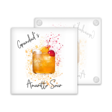 Personalised Amaretto Sour Glass Coaster with Splash Effect