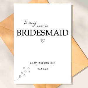 Personalised Wedding Day Card - To My Amazing Bridesmaid