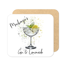 Personalised Gin & Lemonade Coaster with Splash Effect