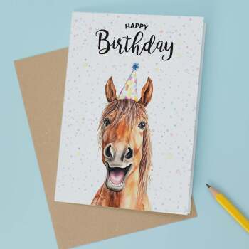 Birthday Card For Him or Her Of A Horse Illustration For Him or Her Birthday Gift