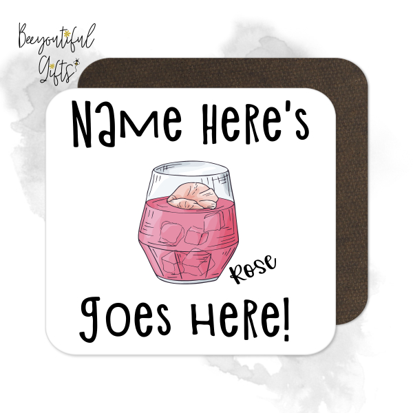 Personalised Cocktail Coaster - Hand Drawn Rose