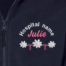 Personalised Embroidered Healthcare Fleece Jacket - Daisies & Bows - XS | UK 8