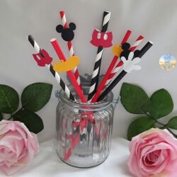 4 Mickey Mouse Straws,Mickey Mouse Birthday,Mickey Mouse Party,Mickey Table 