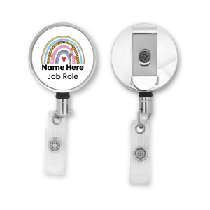 Personalised Metal ID Reel - Blue Scrubs - Skin Tone 2