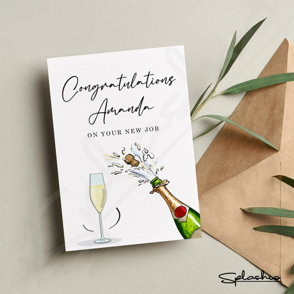 Personalised New Job Card - Congratulations On Your New Job - Small (Approx. A6 | 105mm x 148mm | 4.1in x 5.8in) - Standard Smooth Card