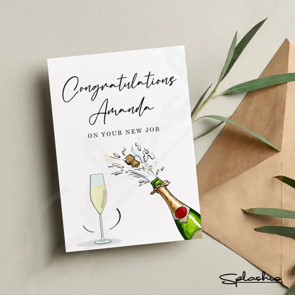Personalised New Job Card - Congratulations On Your New Job - Small (Approx. A6 | 105mm x 148mm | 4.1in x 5.8in) - Standard Smooth Card