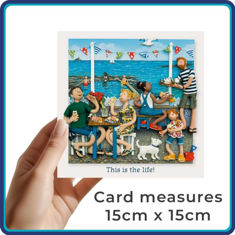 Coastal Art Card - This is the Life! - Polymer Clay Art by Erica Sturla - Seaside Card UK