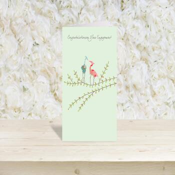 Blue heron engagement card -  designed by Eloise Hall - 15.7 x 11cm and blank inside, made in the UK