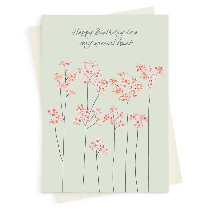 London pride flowers aunt birthday card -  designed by Eloise Hall for Holy Mackerel - 15.7 x 11cm and blank inside, made in the UK