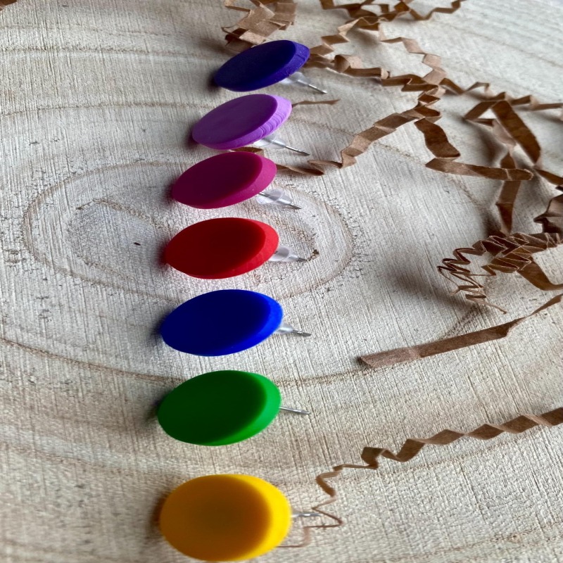 Handmade Colorful Polymer Clay Heart Stud Earrings, Hypoallergenic