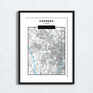 Chengdu - China - Map Print - A3