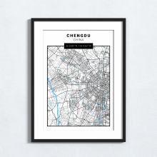 Chengdu - China - Map Print - A4