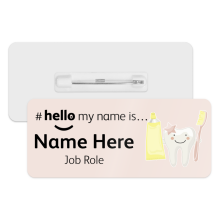 #hello my name is... Name Badge - Cute Tooth Pink