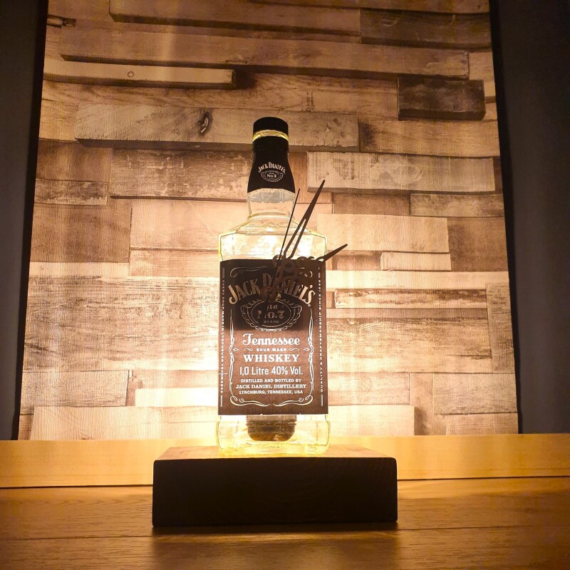 1ltr JD Original Clock-Lamp Block Base- Upcycled - Man Cave - Fathers Day - Gifts For Him -
