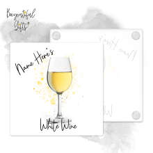 Personalised White Wine Glass Coaster with Splash Effect