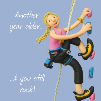 Holy Mackerel You still rock (female), a rock climbing themed Erica Sturla birthday greetings card, for daughter, sister, wife, girlfriend, friend etc 15cm square and blank inside