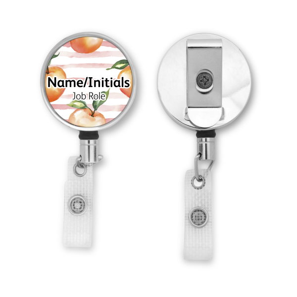 Personalised Metal ID Reel - Peach Stripes