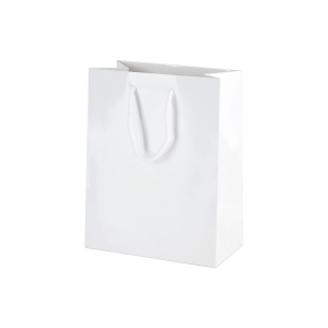 Personalised Luxury Gift Bag with Rope Handles - White (Gloss) - Small (Approx. 150mm x 190mm x 80mm)
