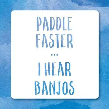 Holy Mackerel paddle faster funny greetings card - from the Frankly My Dear humour and celebrations range - 15cm square and blank inside for your message - made in the UK