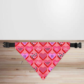 Valentine's Day Pink Retro Candy Hearts Dog/Puppy Bandana