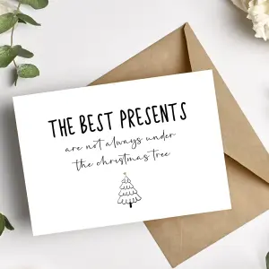 Pregnancy Announcement Card - The Best Presents Are Not Always Under The Christmas Tree