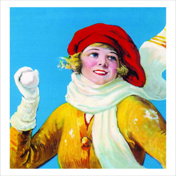 Woman Wearing Beret with Snowball - a 17.5 x 12.5cm Christmas Card from Holy Mackerel's Alternative Image Range of Festive Designs.