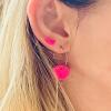 Fluorescent Pink Clay Stud Earrings: Hypoallergenic Micro Studs - Heart - none