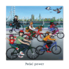 Holy Mackerel pedal power london themed blank greeting card - designed by artist Erica Sturla - 15cm square and blank inside for your own message